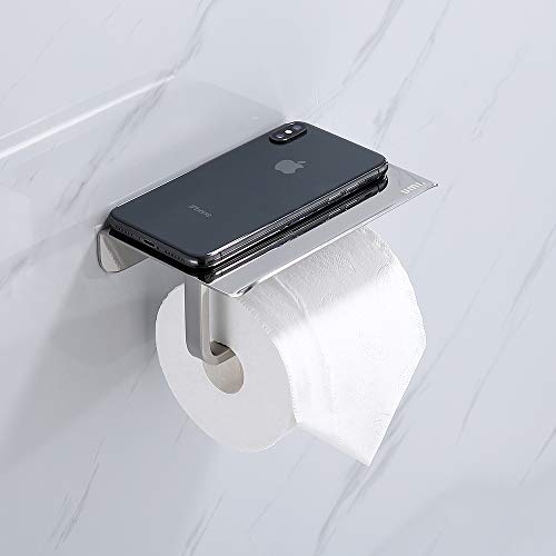 Umi. By Amazon-Porta Carta Igienica con Mensola per Telefono acciaio inossidabile SUS304 Porta rotolo Superficie cromato per il lavabo bagno fori per Installazione di perforazione
