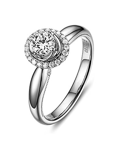 Oro bianco 18 K Dolove anelli per donne con anello 1 ct promessa anello di fidanzamento, d-e, VS anello Dimensioni H 1/2-s 1/2 e Oro bianco, 20,25, colore: bianco, cod. LMY90GZZBRST1728