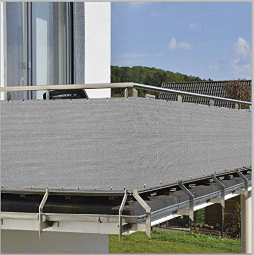 HENG FENG 90 x300cm Frangivista per Il Balcone HDPE 180 g/m² Schermante per Balcone Protezione UV Resistente al Vento per Patio Giardino con Fascette Beige-Grigio