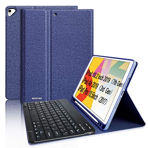 Tastiera per iPad 10.2 8a 2020/7a Gen 2019/Air 3 con Custodia, Cover per iPad 10.5 con Tastiera Senza Fili Bluetooth Italiana, Custodia per iPad con Slot per Penna e Tastiera Rimovibile (Blu Scuro)