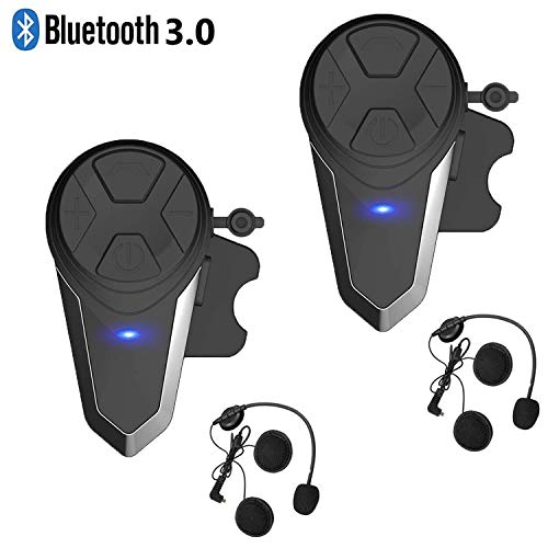 runhua 2 Pezzi BT-S3 Interfono Moto Bluetooth, Casco Interfono Moto, 1000M Casco Interfono Bluetooth Moto con Controllo del Rumore Avanzata, Moto Auricolare Bluetooth, per 2-3 Motociclisti