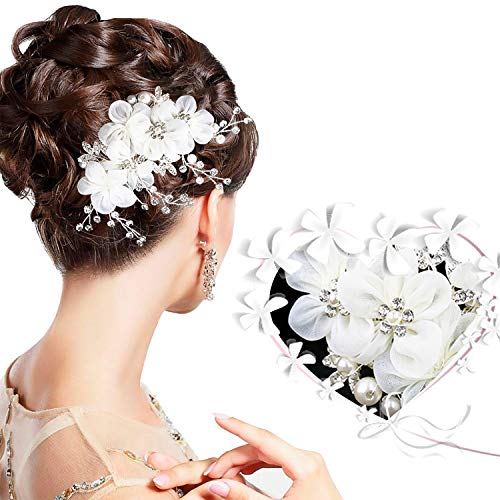 Accessories Capelli Fermagli Sposa - ARPDJK 12.5cm x 6cm Strass Pettine per Matrimonio, Perle Cristalli Accessori per Sposa e Damigelle D'onore, Fermaglio da Sposa con Fiori Ramo