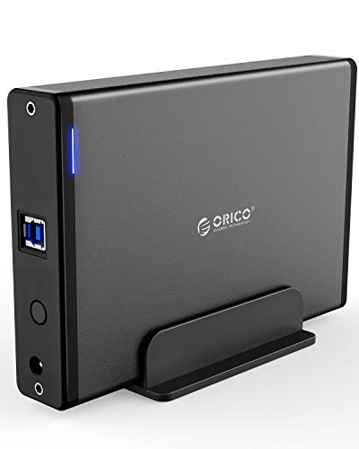 ORICO Custodia Esterna Disco Rigido da 3,5 Pollici con Telaio Rimovibile, USB 3.0 a SATA 3.0 per SATA/HDD/SSD Supporto 12TB e UASP, Viti di Blocco, Alluminio, Nero