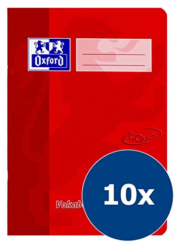 Oxford 400115095 TOUCH - Quaderno per vocaboli, formato A5, 10 pezzi, rigatura 53 con 2 colonne, 32 fogli, carta ottica 90 g/m2 rot