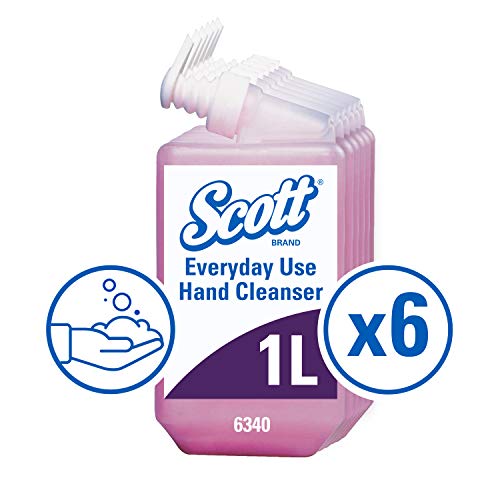 Scott Essential 6340 Detergente per mani in schiuma, Pacco da 6 flaconi da 1 L, Adatto per uso quotidiano, Rosa, 06340050