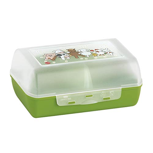 Emsa 513791 Variabolo Farm Family - Contenitore salvafreschezza per alimenti, a 2 scomparti, Colore Verde, 16 x 11 x 7 cm