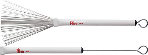 Vic Firth Drum Brushes Jazz Wire Brush, Retractable, Heavy Guage Wire, White Plastic Handle