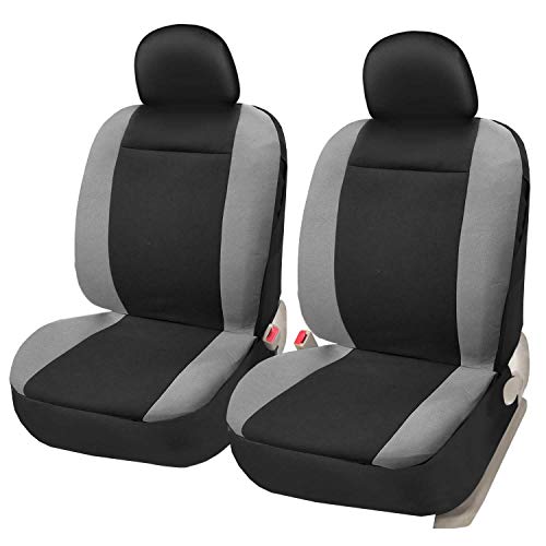 Asteri - Coprisedili anteriori compatibili con airbag, colore: nero e grigio, universali
