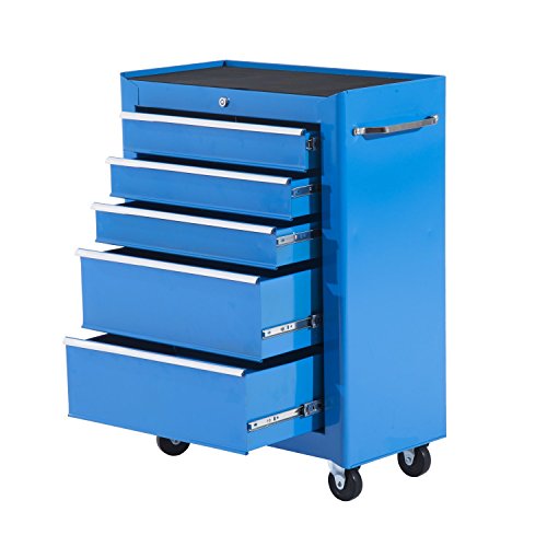 HOMCOM Carrello Porta Utensili Attrezzi Attrezzatura con Cassettiera Azzurro 61.5 x 33 x 85cm