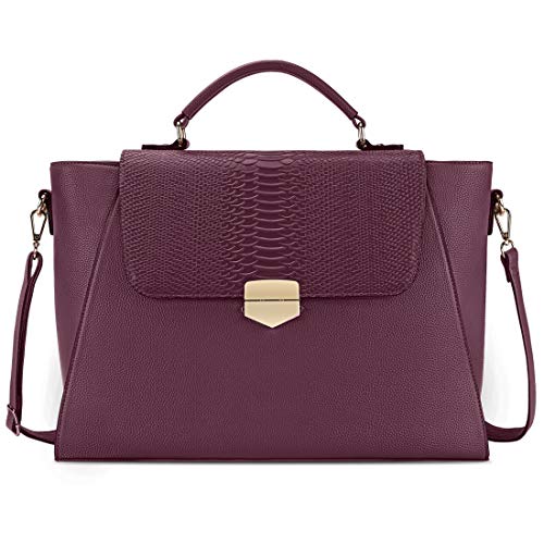 NEWHEY Borsa Donna Borsa Porta PC 15.6 Pollici Grande Impermeabile Borsa da Lavoro Borse Donna Tracolla in Pelle PU Ventiquattrore Donna Business Shopper Vino Rosso