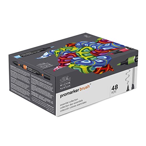 Winsor & Newton Brushmarker - Confezione di 48 Brushmarker Colori Assortiti