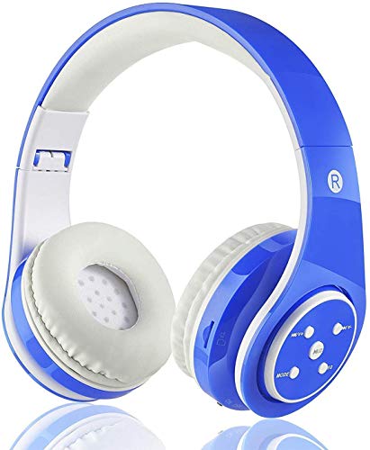 OXENDURE Wireless Bluetooth cuffie pieghevoli per bambini bambino leggero portatile auricolare con microfono Sport Cuffie Hi-Fi Audio Volume (Blu)