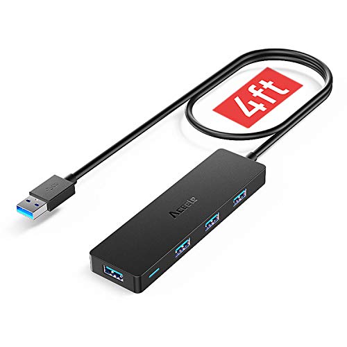 Aceele Hub USB 3.0 4 Porte Ultrasottile con Cavo Esteso da 1.2M SuperSpeed 5Gbps per MacBook Air Mac PRO/Mini, Surface PRO dell XPS 15 Flash Drive e Molti Altri Dispositivi Compatibili