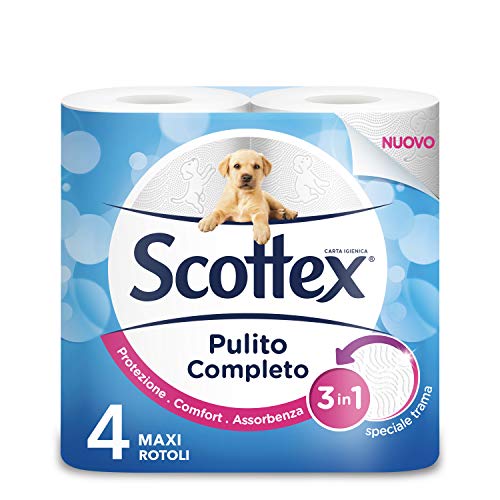 Scottex Pulito Completo Carta Igienica, Confezione da 4 Rotoli Maxi