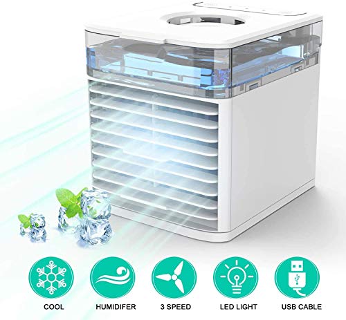 Portatile Air Cooler NEXFAN Mini Condizionatore 4 in 1 Condizionatore Mobile con Cooler Evaporativo a LED Colorato per Casa, Ufficio, Viaggi