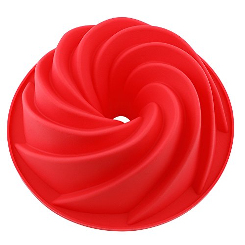 Vicloon Stampo in Silicone per Torte, Stampo per Ciambella Cake Molds, Bigné, Pudding e Cubi di Ghiaccio, Muffa da Forno 25*9 cm, Rosso