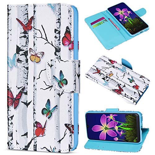 Saceebe Compatibile con Huawei Honor 7A Custodia Pelle Portafoglio Cover a libro Flip Case [Custodia in pelle verniciata con cordino] 360 grado Anteriore e posteriore Bumper Cover,farfalla e albero