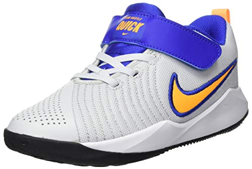 Nike Team Hustle Quick 2 (PS), Scarpe da Basket Bambino, Pure Platinum/Laser Orange-Hyper Royal-Black, 30 EU