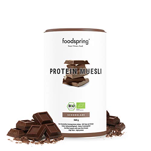 foodspring Muesli Proteico, Cioccolato, 360g, Ingredienti bio al 100%, 29g di proteine per porzione, Vegano e senza lattosio