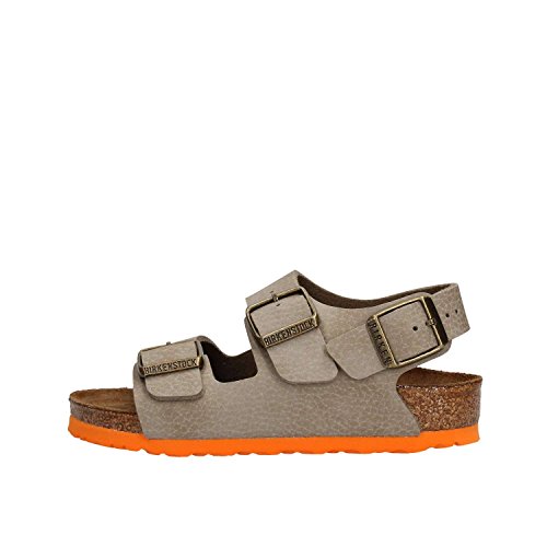 Birkenstock Milano - Sandali con Cinturino alla Caviglia Bambino, Narrow Fit, beige (desert soil taupe/ls orange), 36 EU