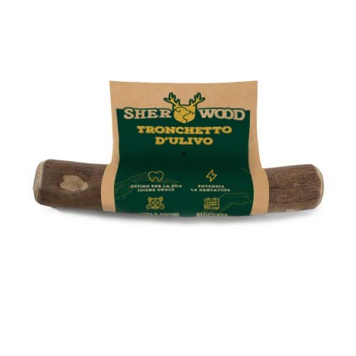 Sherwood Tronchetto d'ulivo Small 70 gr. ca. Gioco per Cani, Gioco masticabile 100% Naturale Legno d'ulivo, utile per l'igiene Orale.