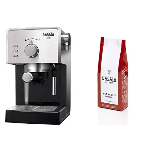 Gaggia Viva Deluxe, 1025 W, Acciaio Inossidabile + Caffè Macinato Espresso Intenso, 250 gr