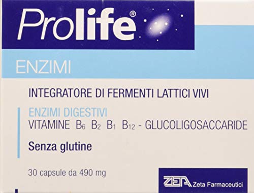 Prolife Enzimi - Probiotici con Miscela di 16 Enzimi a Funzione Digestiva - 30 capsule da 490mg