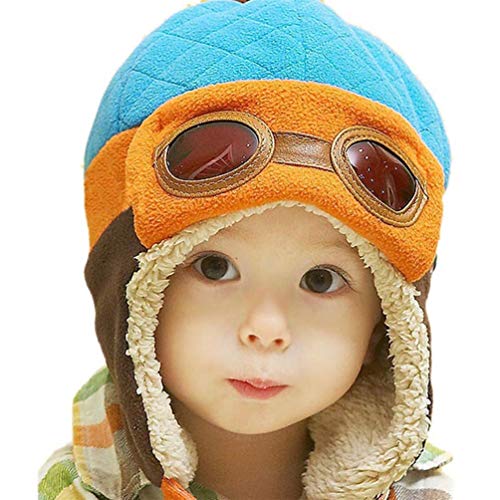EDOTON Cappello del Bambino Berretto Beanie Pilot Bambini Invernale Caldo Cappello con Orecchie per Cappelli da Bambino 1-3 Anni (Blu)