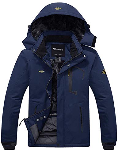 Wantdo Giacca da Ciclismo Sport Parka con Cappuccio Antivento Jacket for Work with Hooded Warm Cappotto da Passeggio all'Aperto Sport Uomo Blu Scuro L