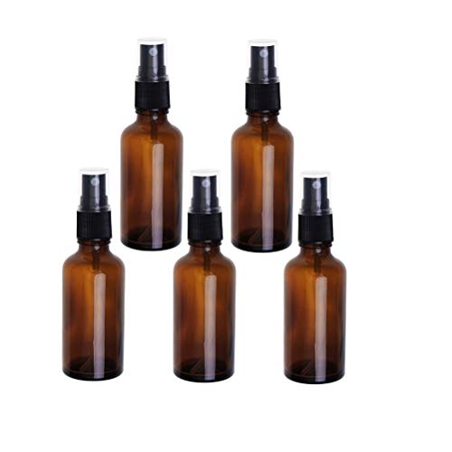 Hemobllo Bottiglie Spray di Vetro Vuoto in Marrone per Oli Essenziali e Aromaterapia 5Pcs