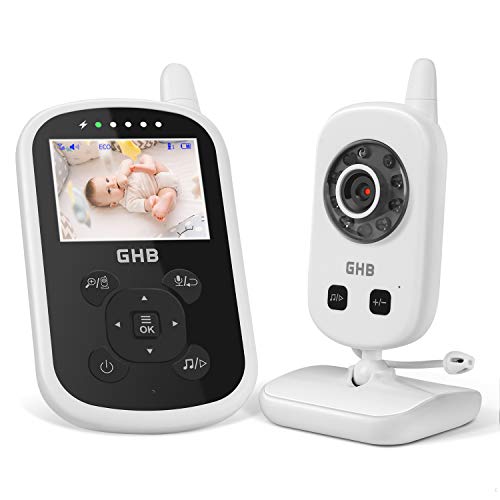 GHB Baby Monitor Videocamera Schermo 2.4inch LCD Telecamere con VOX Visione Notturna Ninne Nanne Visione Monitoraggio Temperatura Funzione interfono Supporta Fino a 4 Telecamere