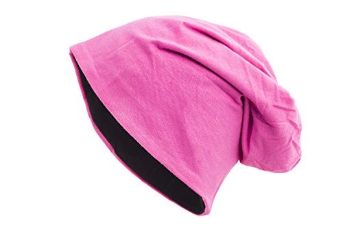 shenky - Cappello per soggetti con Perdita di Capelli o in Terapia - Berretto Double-Face, Nero-Rosa