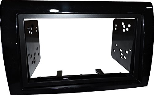 Mascherina autoradio 2 DIN Kit installazione completo di staffe colore Nero lucido