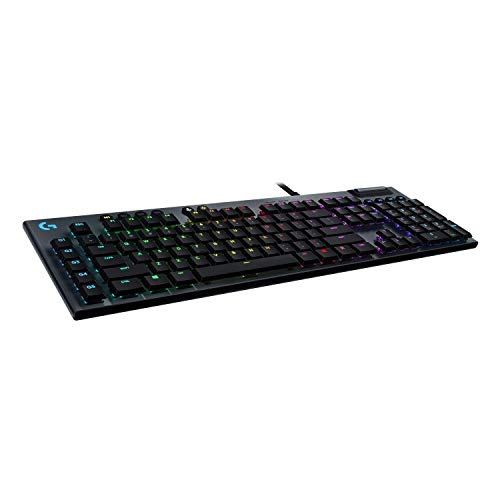 Logitech G 815 Tastiera Gaming Meccanica con Cavo Lightsync, Tactile Switches, US Intl. Layout, Sistema RGB, Nero/Carbon