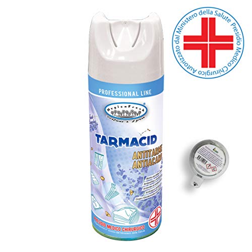 HygienFresh Tarmacid Profumo Deodorante Spray Antitarme Antiacaro Professionale per Tessuti Ambienti Guardaroba Cassetti Lavanderia Insetticida Presidio Medico Chirurgico