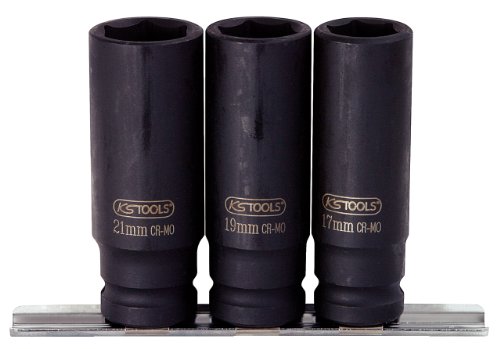 KS Tools 515.0103 Serie di Bussole Esagonali per Avvitatori ad Impulsi, Lunghe, 3 Pezzi, 17-21 mm, 1/2