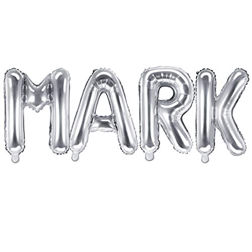 Palloncino FOIL MYLAR ARGENTO scritta nome MARK 35 cm