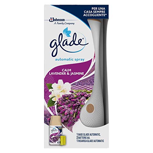 Glade Spray Automatico fiori di lavanda & gelsomino, Appendibile, Elimina Gli Odori e Rinfresca - 269 ml