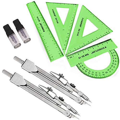 Compassi da Disegno,plastica trasparente cancelleria righello dritto righello set con goniometro compasso ufficio scuola matematica geometria set righelli bussola utensili elettrici set per studenti