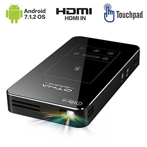 Portatile Proiettore Android 7.1 OS ,HDMI Keystone Correction ± 45° Mini Proiettori ,Supporto Full Hd 1080P Videoproiettore Touch Pad Domestico Per Iphone, Smartphone
