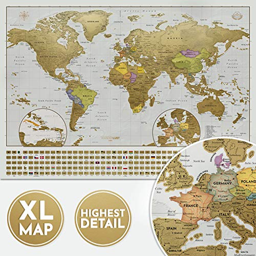 Mappa del mondo da grattare e idee regalo - Extra large (Extra large - 84 x 58.5 cm)