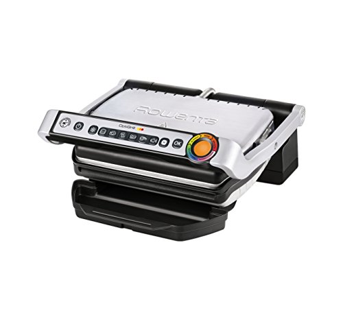 Rowenta GR702D Optigrill Bistecchiera, 2000 W, Modalità  Tostiera, 6 Programmi di Cottura Automatici, Nero/Argento, 40.4 x 37.4 x 22.8 cm