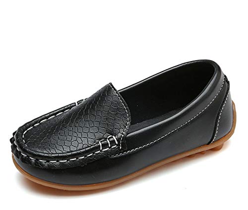 Vorgelen Mocassini Bambini Scivolare su Vestito Basse Mocassino Scarpe per Ragazzi e Ragazze Scarpine Bambino in Morbida Pelle/Nero 22 EU=Etichetta: 23