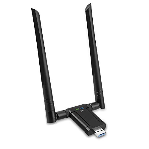 AQOTER Adattatore WiFi Wireless, Chiavetta WiFi USB 3.0 1200Mbps 5dBi 2.4GHZ/ 5.8GHZ, Antenna Dongle Dual Band Wireless Adapter WiFi per Desktop PC Mac Compatibile con Windows XP/7/8/8.1/10 Mac OS X