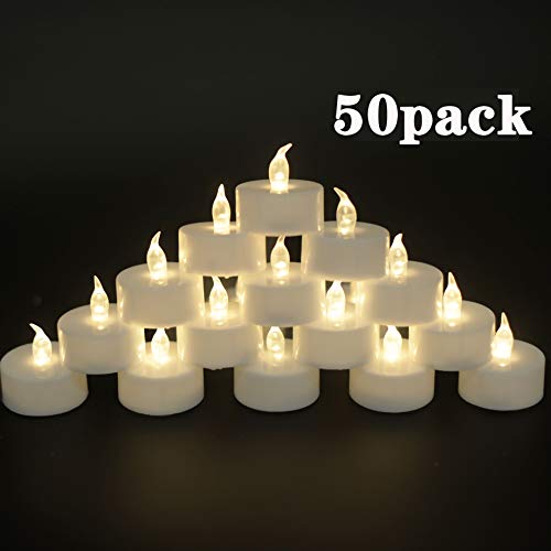 Candele a LED, portò candele flickering flameless candele，100 Ore Lunga Durata della Batteria, per Decorazione di Casa Camera Natale Partito Matrimoni Compleanno 50pcs（Bianco caldo）