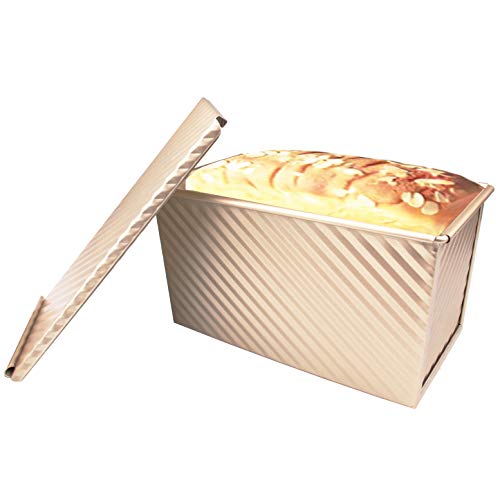 Teglia antiaderente per pane, in acciaio al carbonio con coperchio scorrevole, stampo per pane, teglia da forno a forma di torta a rilascio rapido, con fori ventilati per cottura rapida