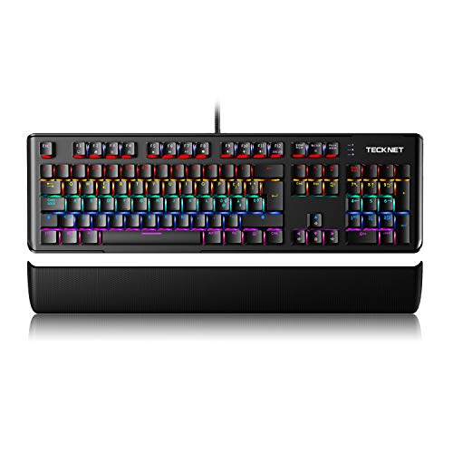 TECKNET Tastiera Gaming Meccanica, Gaming Keyboard con Interruttore Marrone e 8 RGB, Tastiera da Gioco con Layout Italiano a 108 Tasti con Design Impermeabile e Pannello Metallico per PC/Laptop