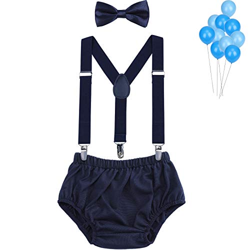 WELROG Ragazzi Vestito Smash Cake - Bretelle a Y regolabili/Bretelle e Papillon