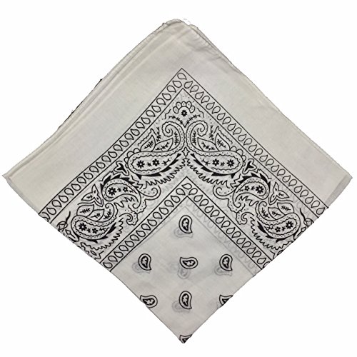 50% di sconto – Bandana nazionale in cotone Paisley doppio lato testa Wrap sciarpa bracciale fazzoletto da collo by Boolavard, Bianco - Bianco, 56cm x 56cm