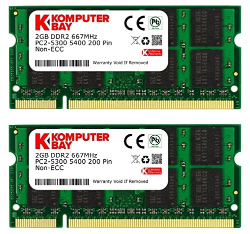 Komputerbay 4GB 2X 2GB DDR2 667MHz PC2-5300 PC2-5400 DDR2 667 (200 PIN) SODIMM Laptop Memory